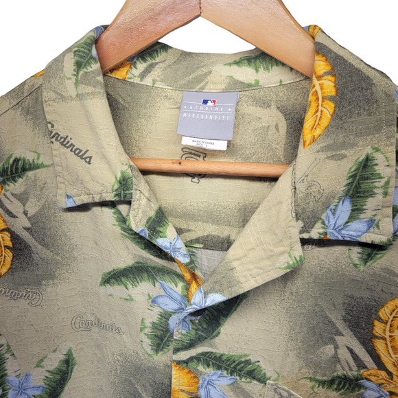 St. Louis Cardinals Floral Hawaiian MLB Genuine Button Up Shirt Size Large - Picture 7 of 7